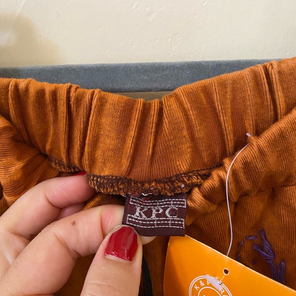 KPC 100% Cotton Boho Embroidered Girls Pants Size M Rust Brown Floral & Appliqué - Picture 4 of 7